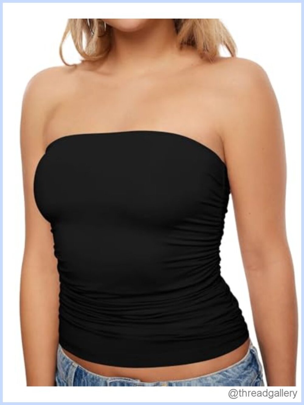 Womens Strapless Ruched Bandeau Tube Top